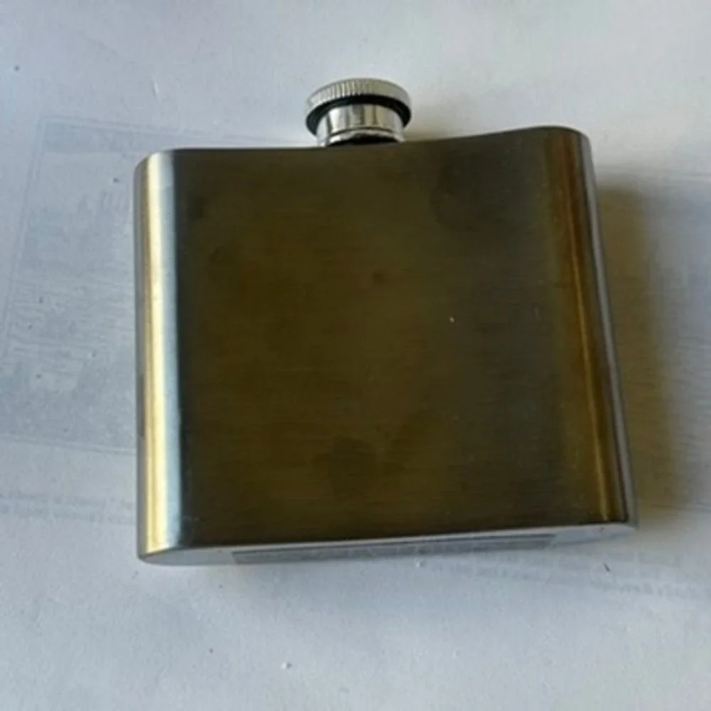 John Walker & Sons Stainless Steel Hip Flask Striding Man Logo Silver Barware